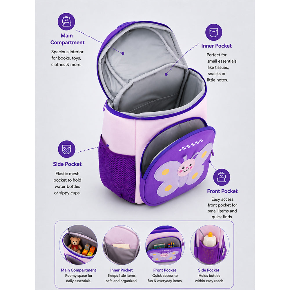 Butterfly Soft Neoprene Backpack for Toddlers & Kids, 3yrs to 5yrs