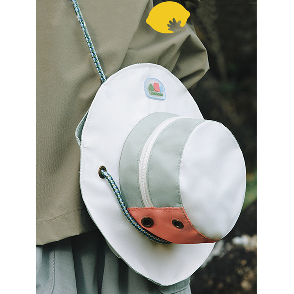 Cream Safari Hat Shape Casual Mini size Outdoor/Beach Sling Bag for Kids