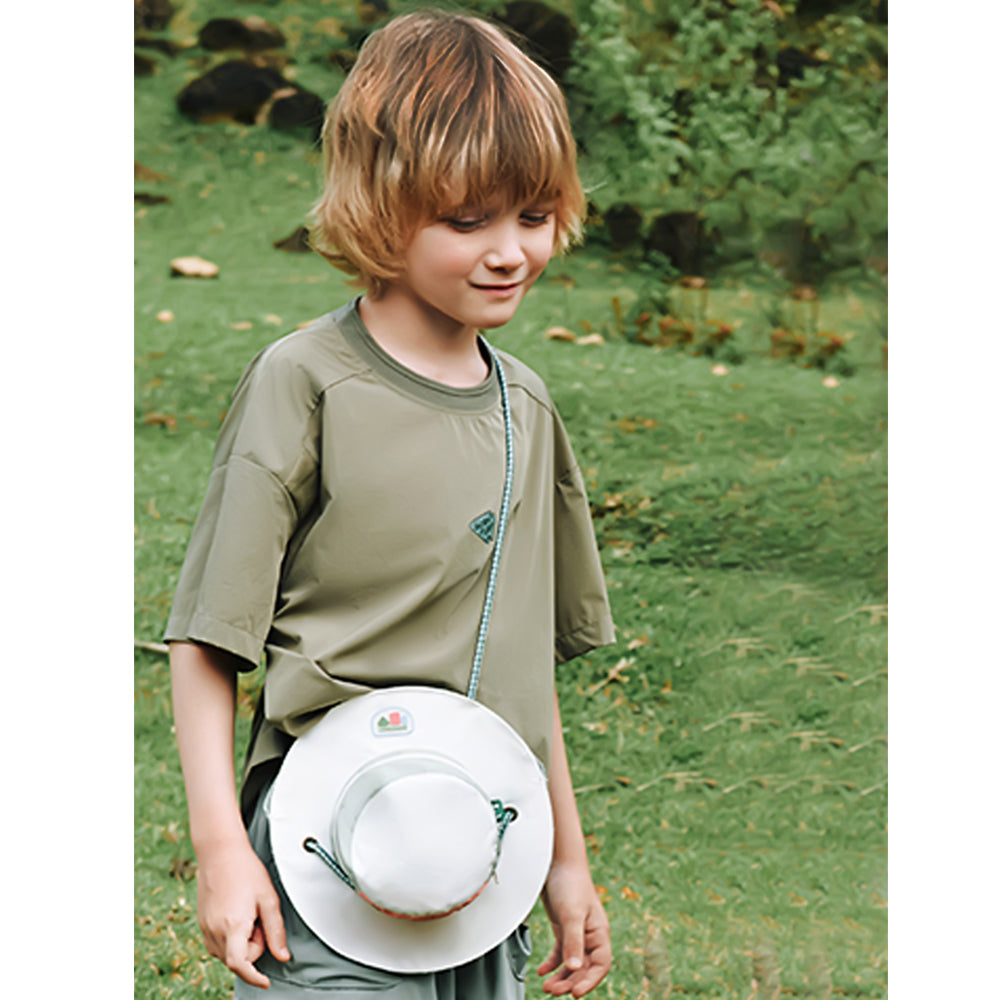 Cream Safari Hat Shape Casual Mini size Outdoor/Beach Sling Bag for Kids