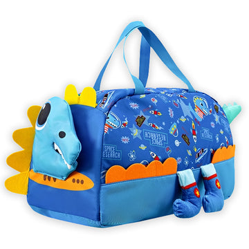Blue 3d Dino Legs Theme Kids Duffle Bag for Classes and Travel, 5 yrs +