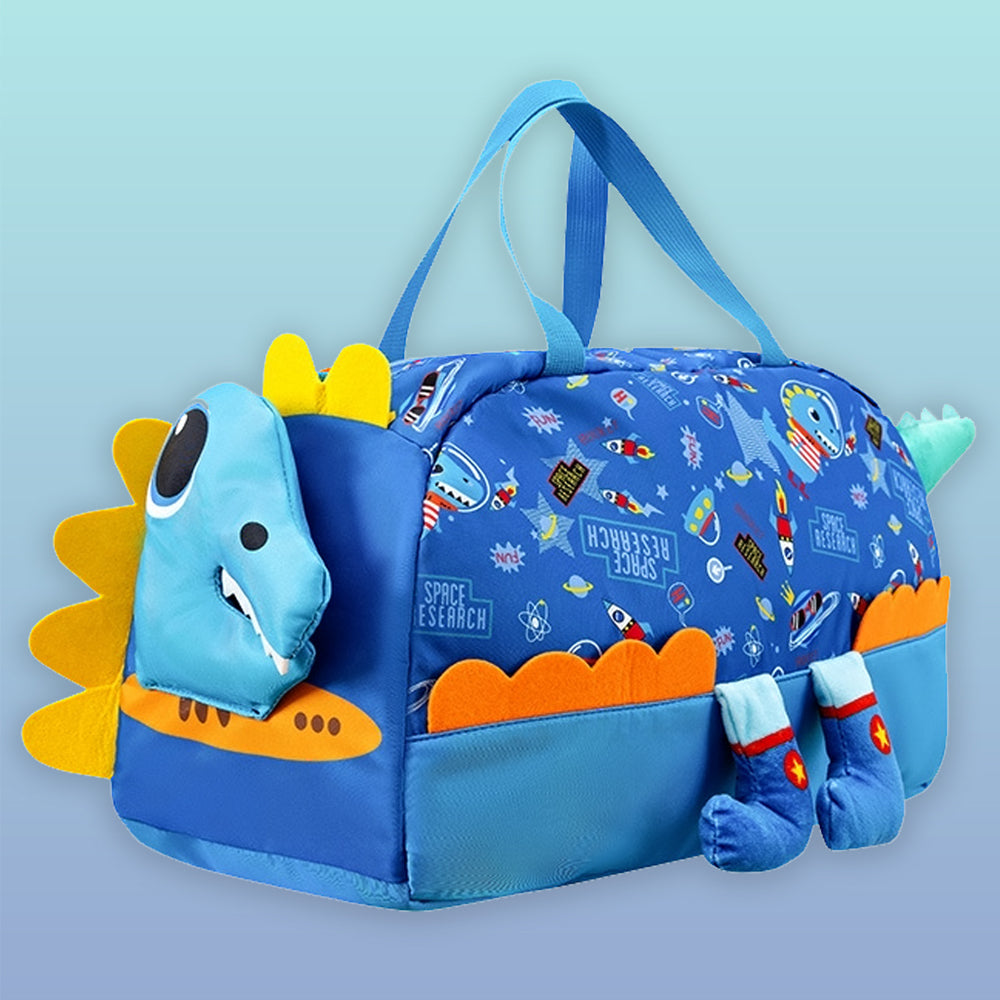 Blue 3d Dino Legs Theme Kids Duffle Bag for Classes and Travel, 5 yrs +