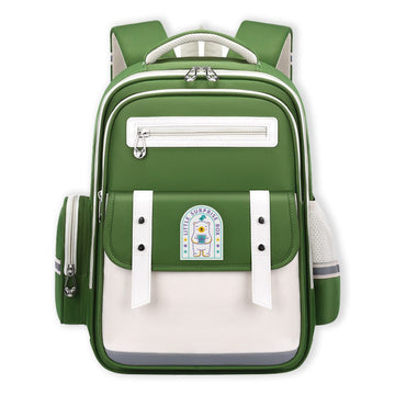 Olive & Cream Dual color Ergonomic Backpack for Kids with attached Belt for extra support,6yrs-10yrs