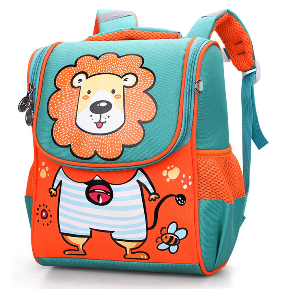 Green Lion Flap Early School Backpack for Toddlers, 2yrs - 5yrs