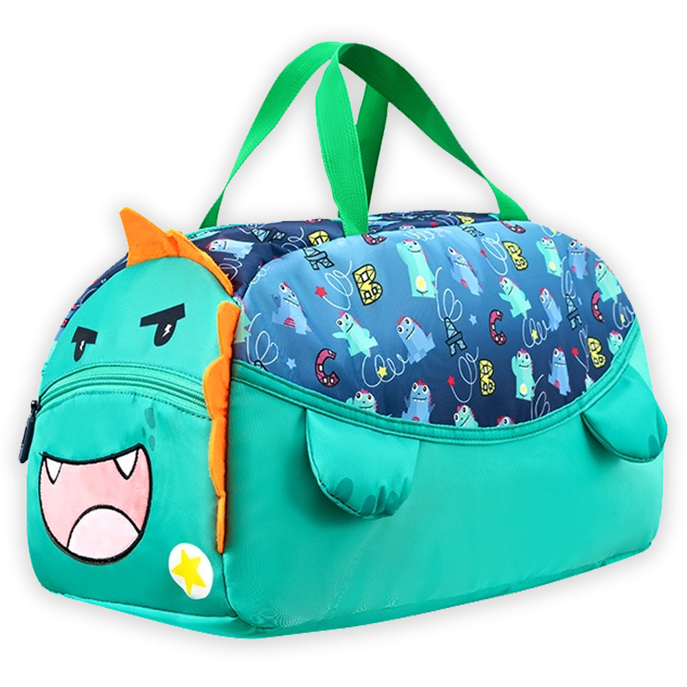 Green Happy Monster Theme Kids Duffle Bag for Classes and Travel, 5 yrs +