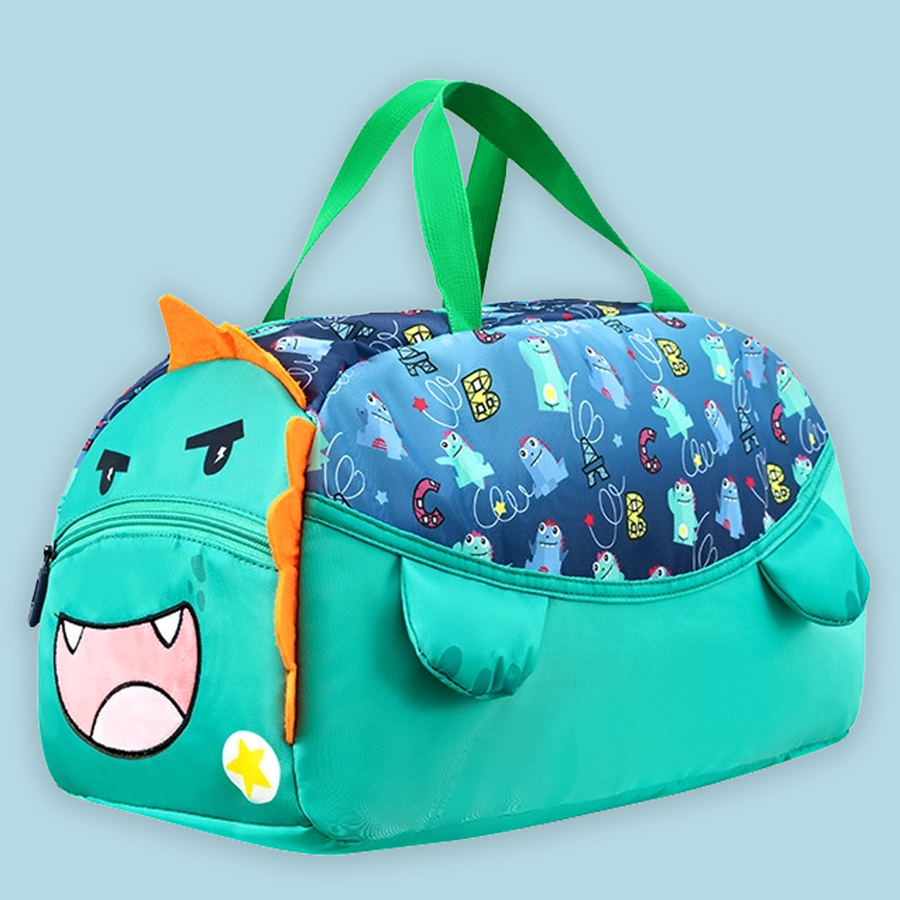Green Happy Monster Theme Kids Duffle Bag for Classes and Travel, 5 yrs +