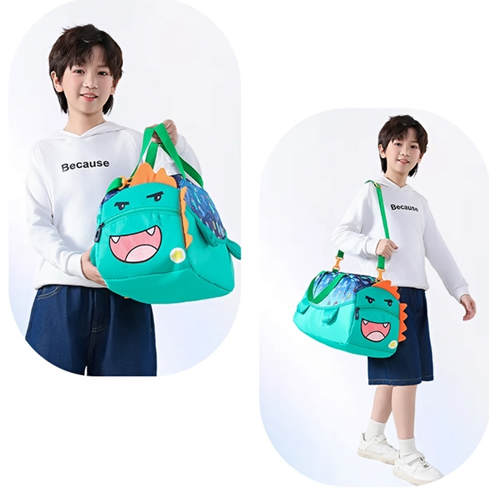 Green Happy Monster Theme Kids Duffle Bag for Classes and Travel, 5 yrs +