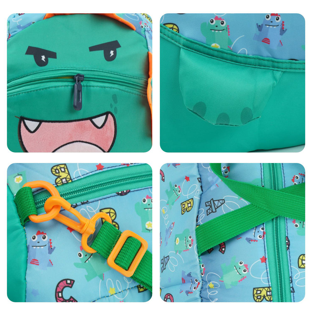 Green Happy Monster Theme Kids Duffle Bag for Classes and Travel, 5 yrs +