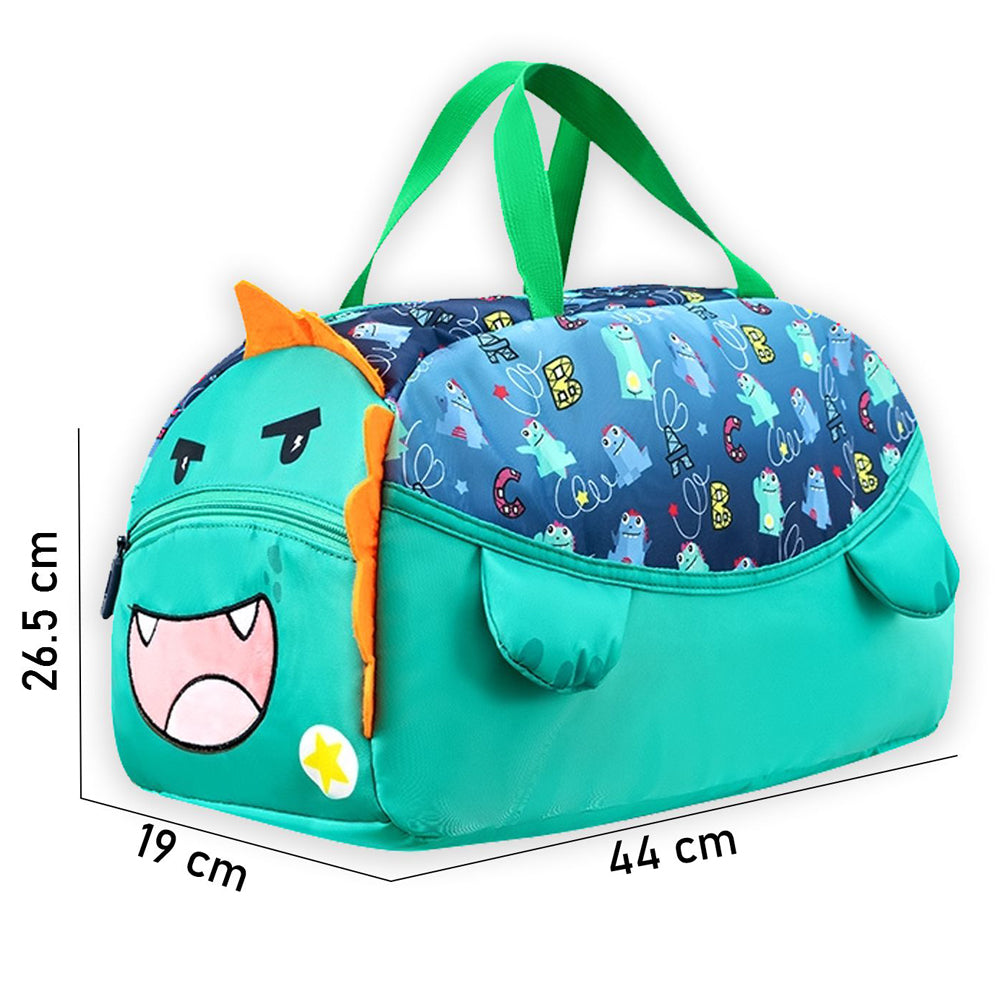 Green Happy Monster Theme Kids Duffle Bag for Classes and Travel, 5 yrs +