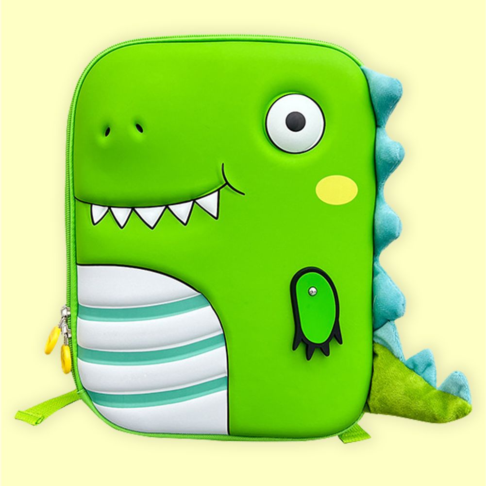 Mini Size Green Smiling Dino Nursery and Early School Backpack for Pre Toddlers, 2years- 5years