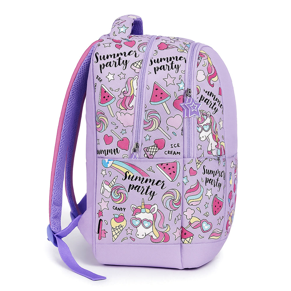 2pcs set of  Hologram Unicorn School Backpack & matching Lunchbag for Kids, 5yrs - 10yrs