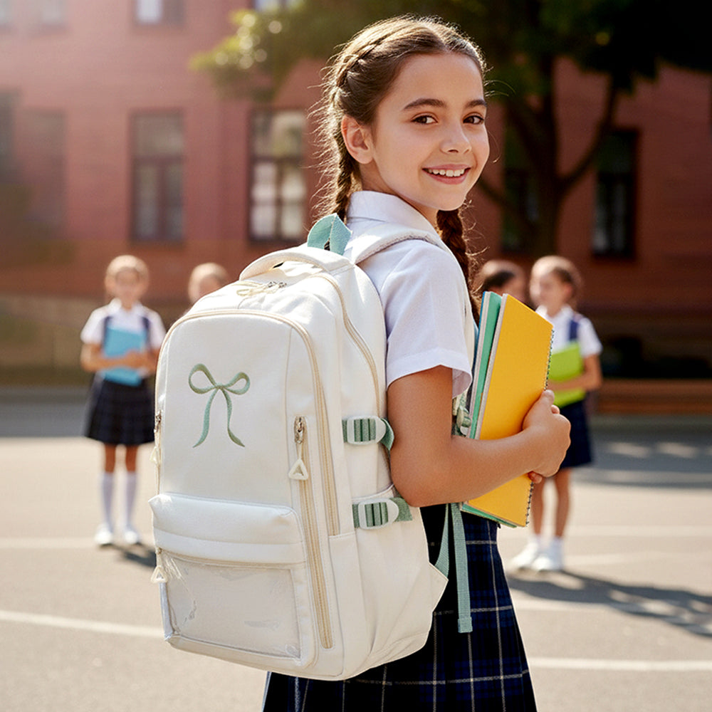 Ivory Bow Multi-Pocket School Backpack for Kids & Teens