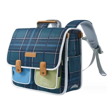 Blue Scottish Plaid Checks Rectangle style Backpack for Kids, Small