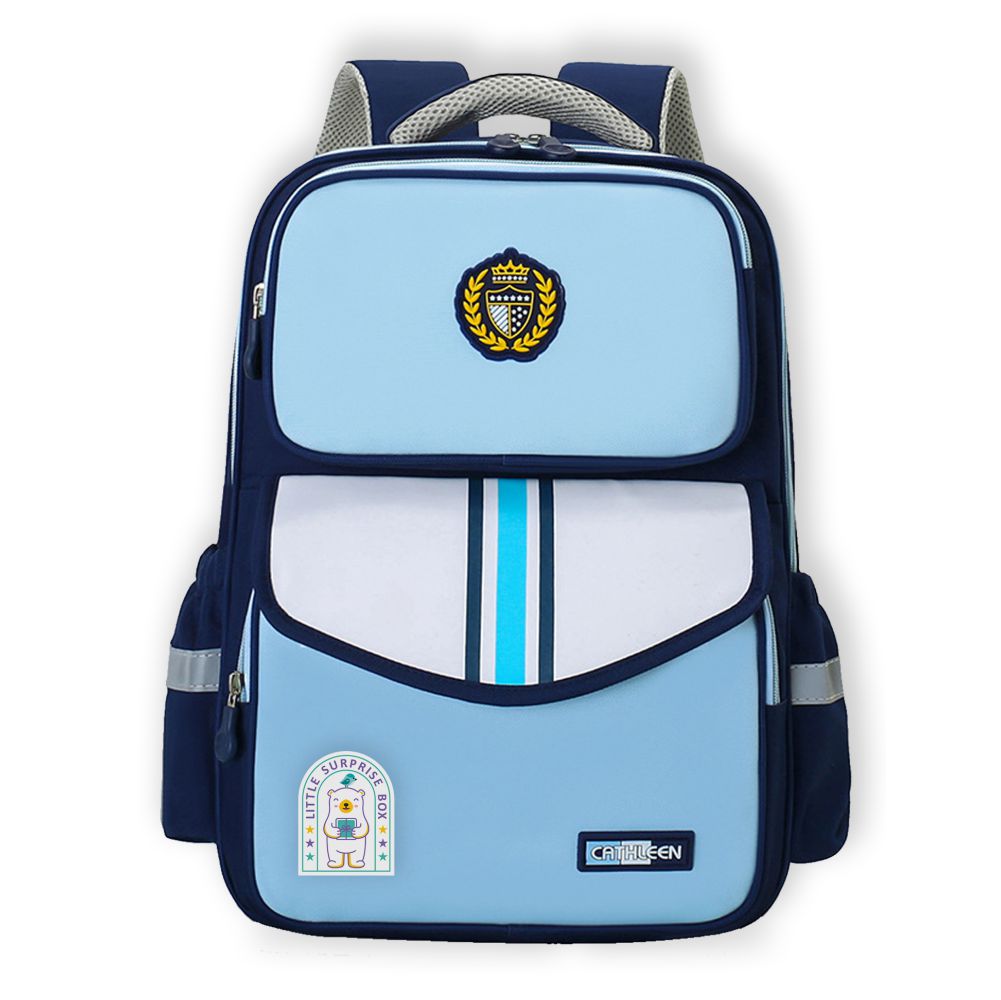 Navy & Light Blue LSB Monogram kids School Backpack,6yrs - 10yrs