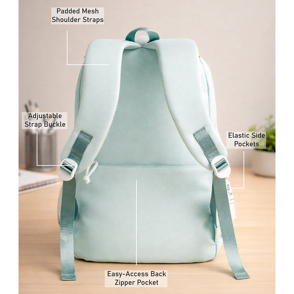 Mint Dog Print 2 Pcs Combo Set - Matching Backpack & Tote Bag with Detachable Pouch for Kids & Teens