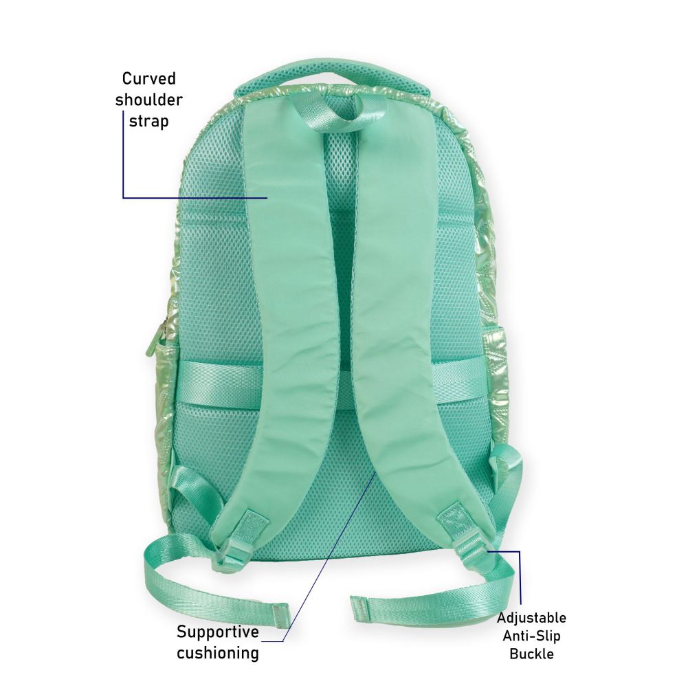 3pcs Shiny Mint Star Matching Backpack, Lunch Bag and Stationery Pouch, 8yrs to Adults