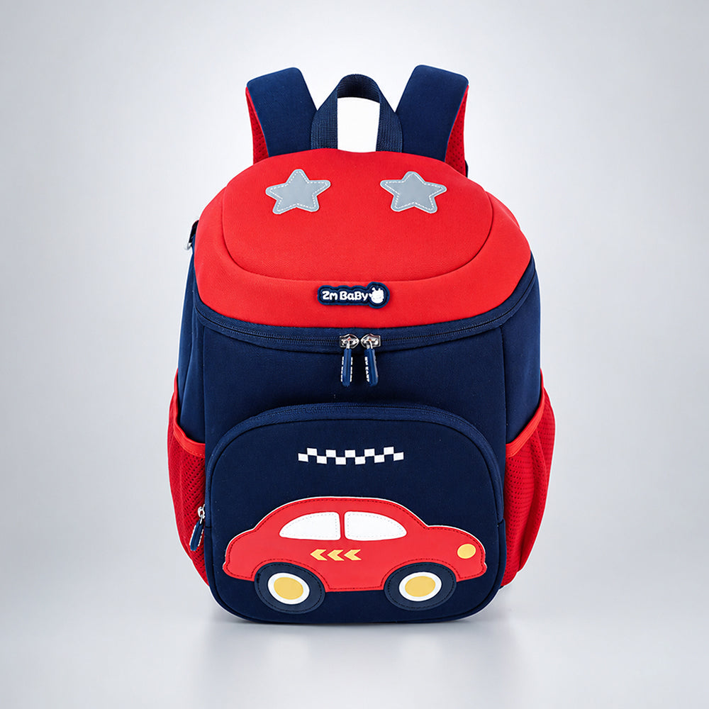 Navy & Red Car Soft Neoprene Backpack for Toddlers & Kids, 3yrs to 5yrs