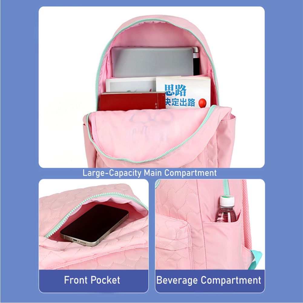 3pcs Pink Cool Glasses Matching Backpack, Lunch Bag and Stationery Pouch, 8yrs to Adults