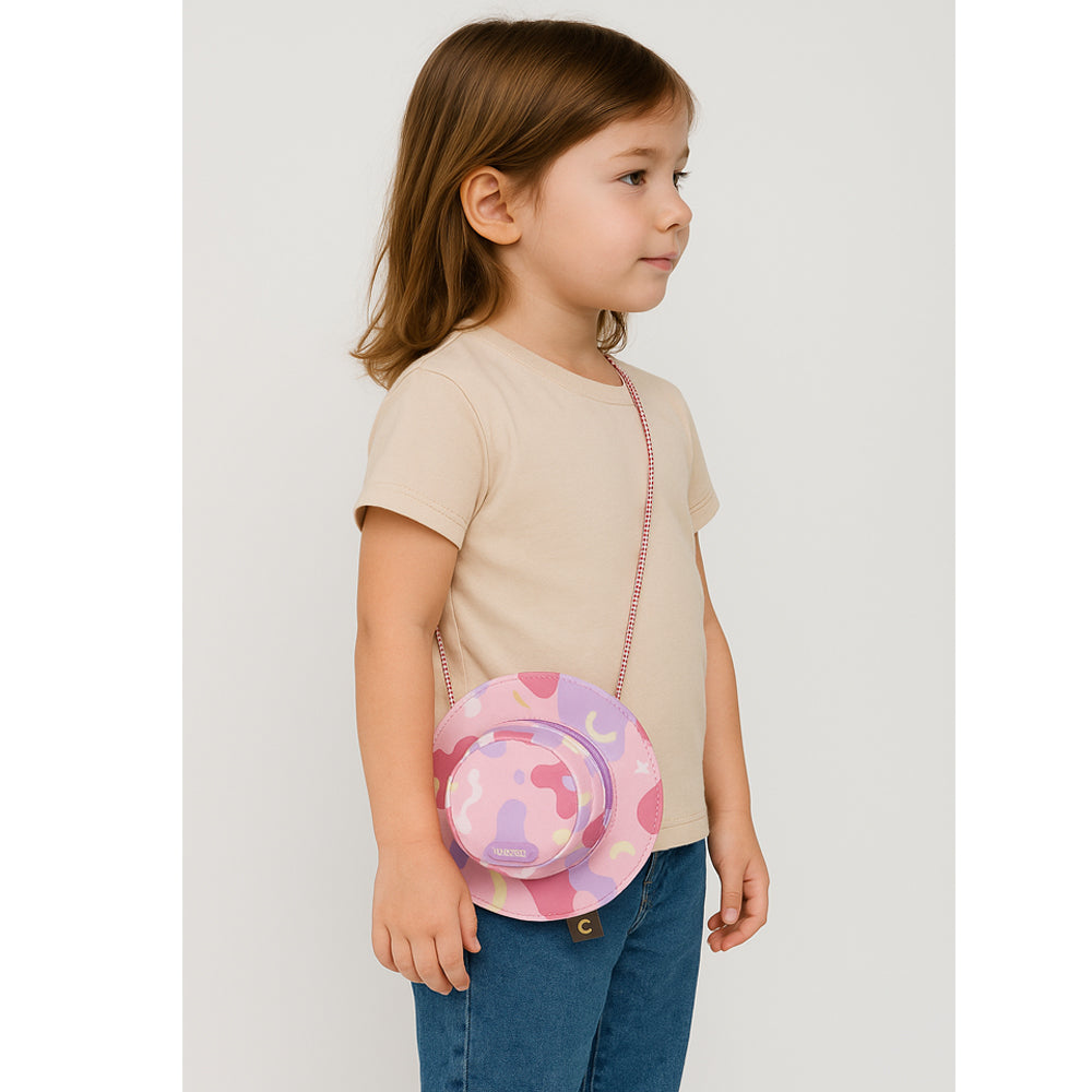 Pink Safari Hat Shape Casual Mini size Outdoor/Beach  Sling Bag for Kids