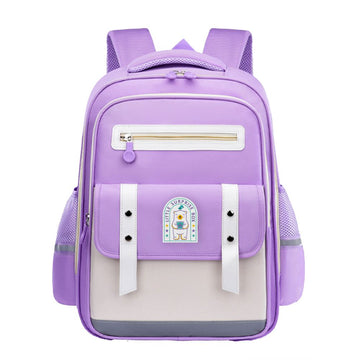 Purple & Cream Dual color Ergonomic Backpack for Kids with attached Belt for extra support,6yrs-10yrs.