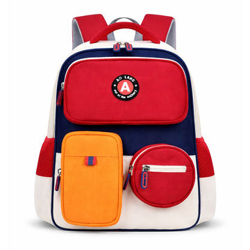 adults with kids backpacks Red & Orange 3 different pocket style school backpack for older kids &