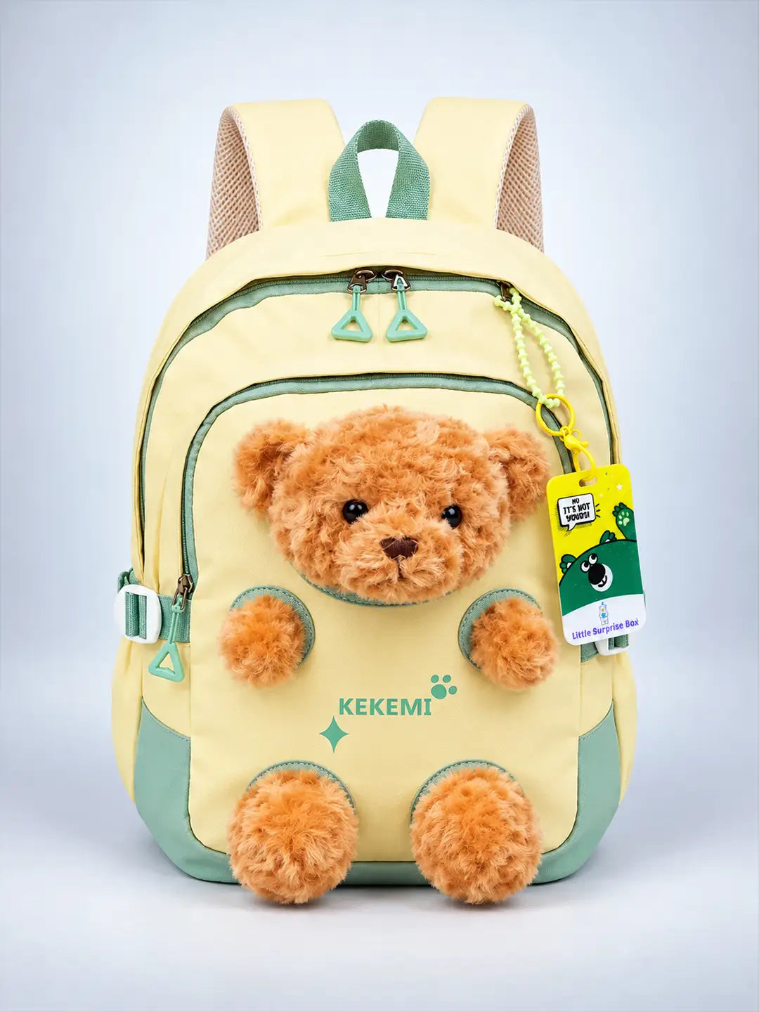 Yellow & Brown Teddy School & Travel Backpack for kids, 5yrs & above with Free Luggage Tag
