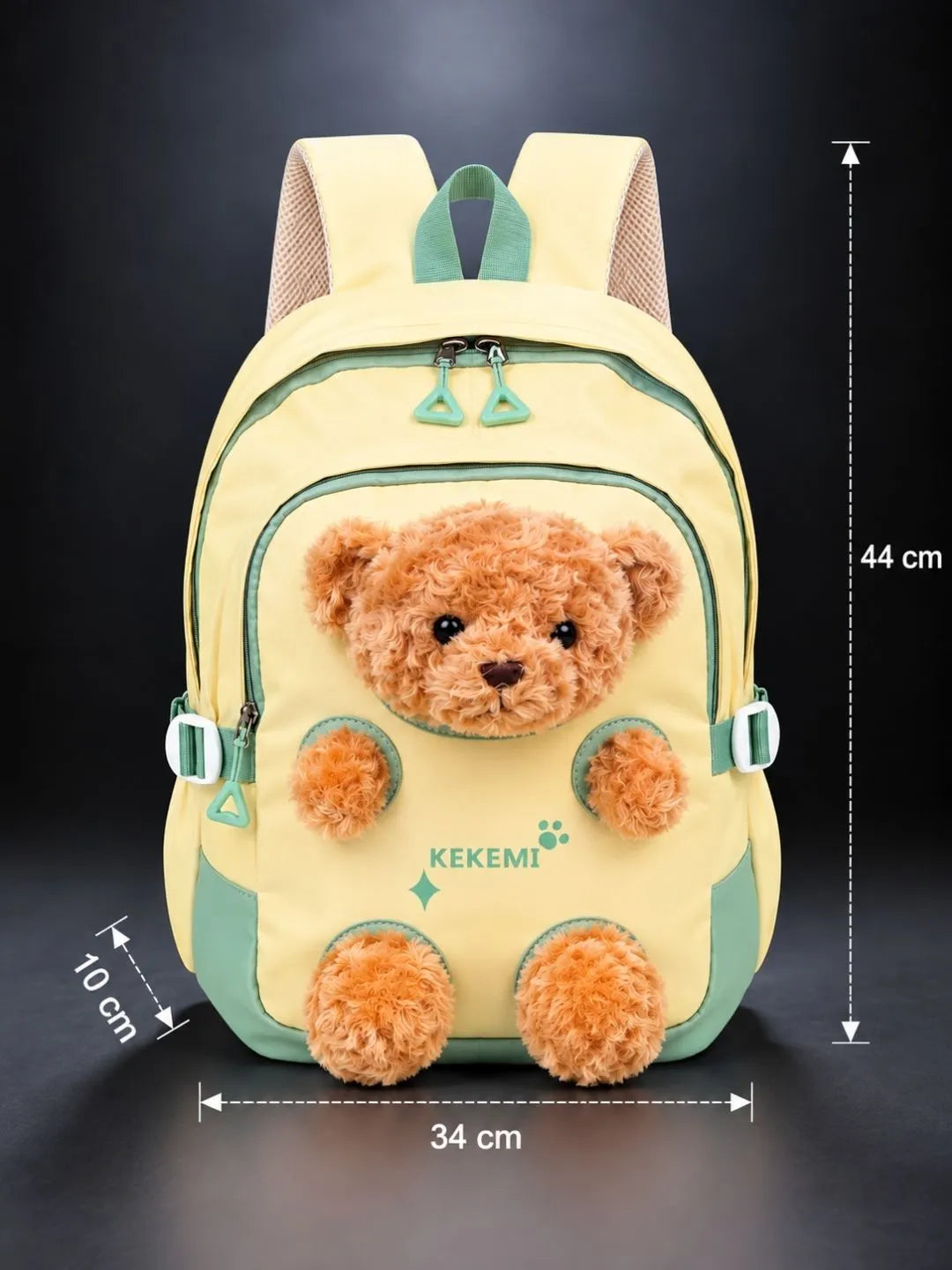 Yellow & Brown Teddy Tiny Toddlers Backpack with Removable Soft Toy for nursery and Playgroup