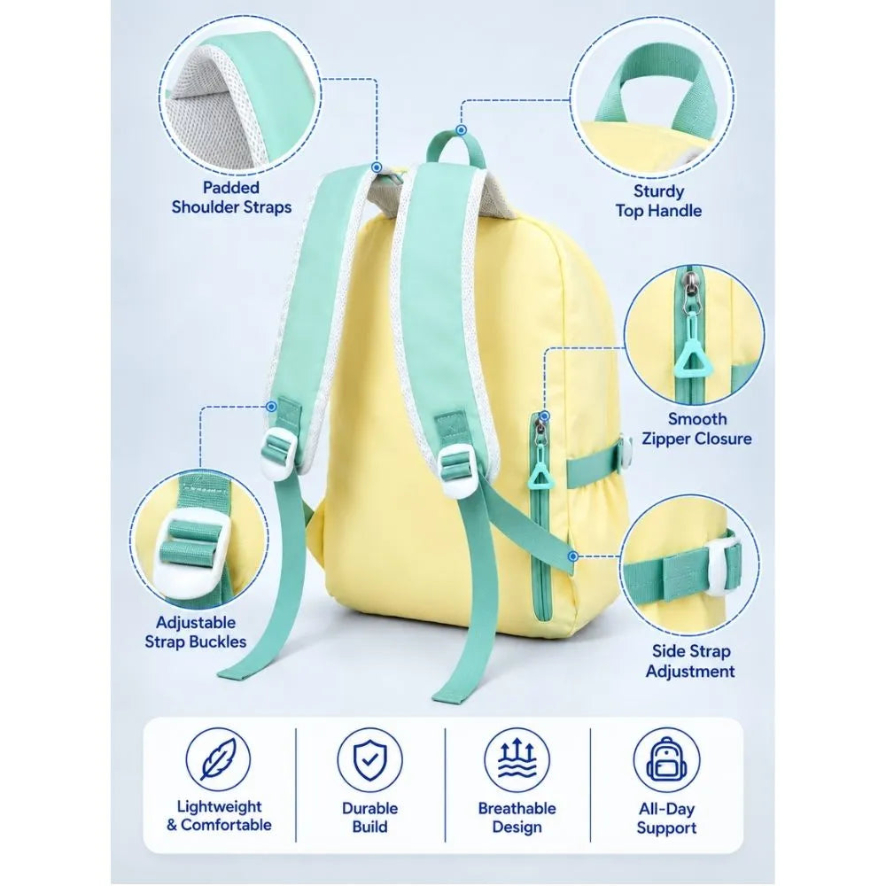 Yellow & White Teddy Tiny Toddlers Backpack with Removable Soft Toy for nursery and Playgroup