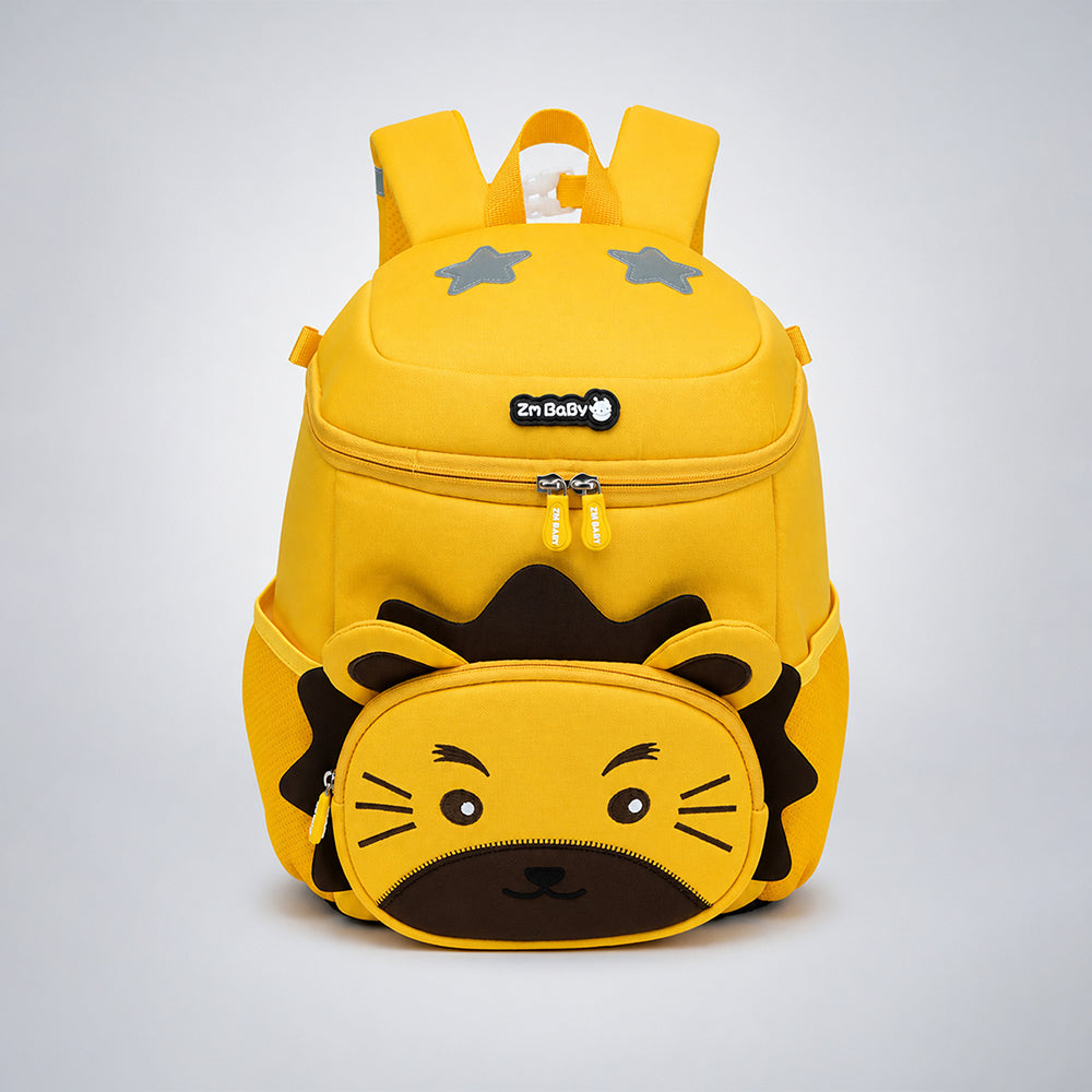 Yellow 3D Lion Face Soft Neoprene Backpack for Toddlers & Kids, 3yrs
