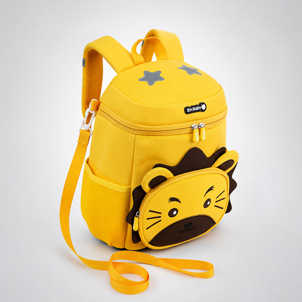 Yellow 3D Lion Face Soft Neoprene Backpack for Toddlers & Kids, 3yrs - 5yrs