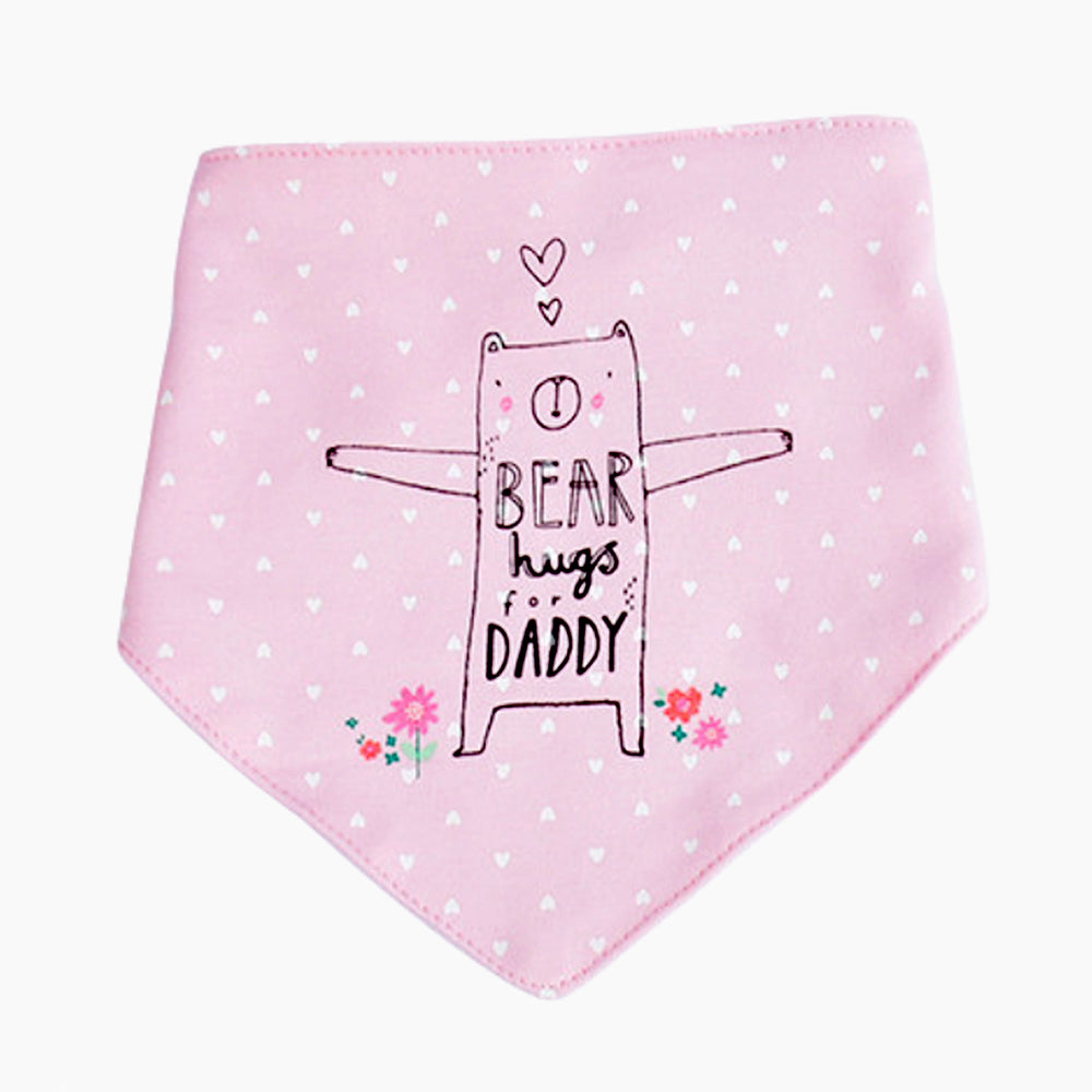 2PCS Set of Bear Hugs print premium adjustable snap button closure & Silicone Teether Flap Bibs