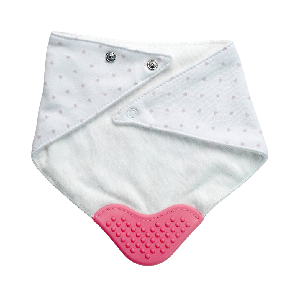 2PCS Set of Bear Hugs print premium adjustable snap button closure & Silicone Teether Flap Bibs