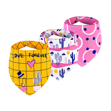 3PCS Set of Multi Cactus premium adjustable snap button closure Bibs