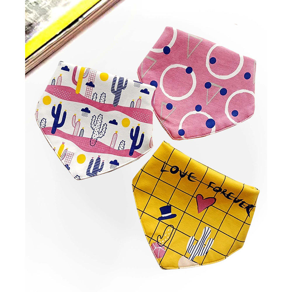 3PCS Set of Multi Cactus premium adjustable snap button closure Bibs