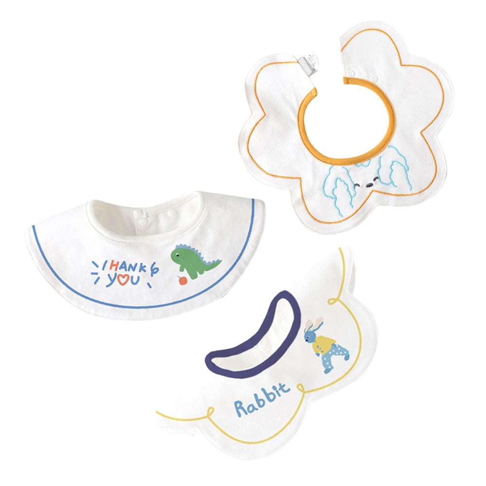 3PCS Set , Dino print premium adjustable button closure & wide shoulder size bibs
