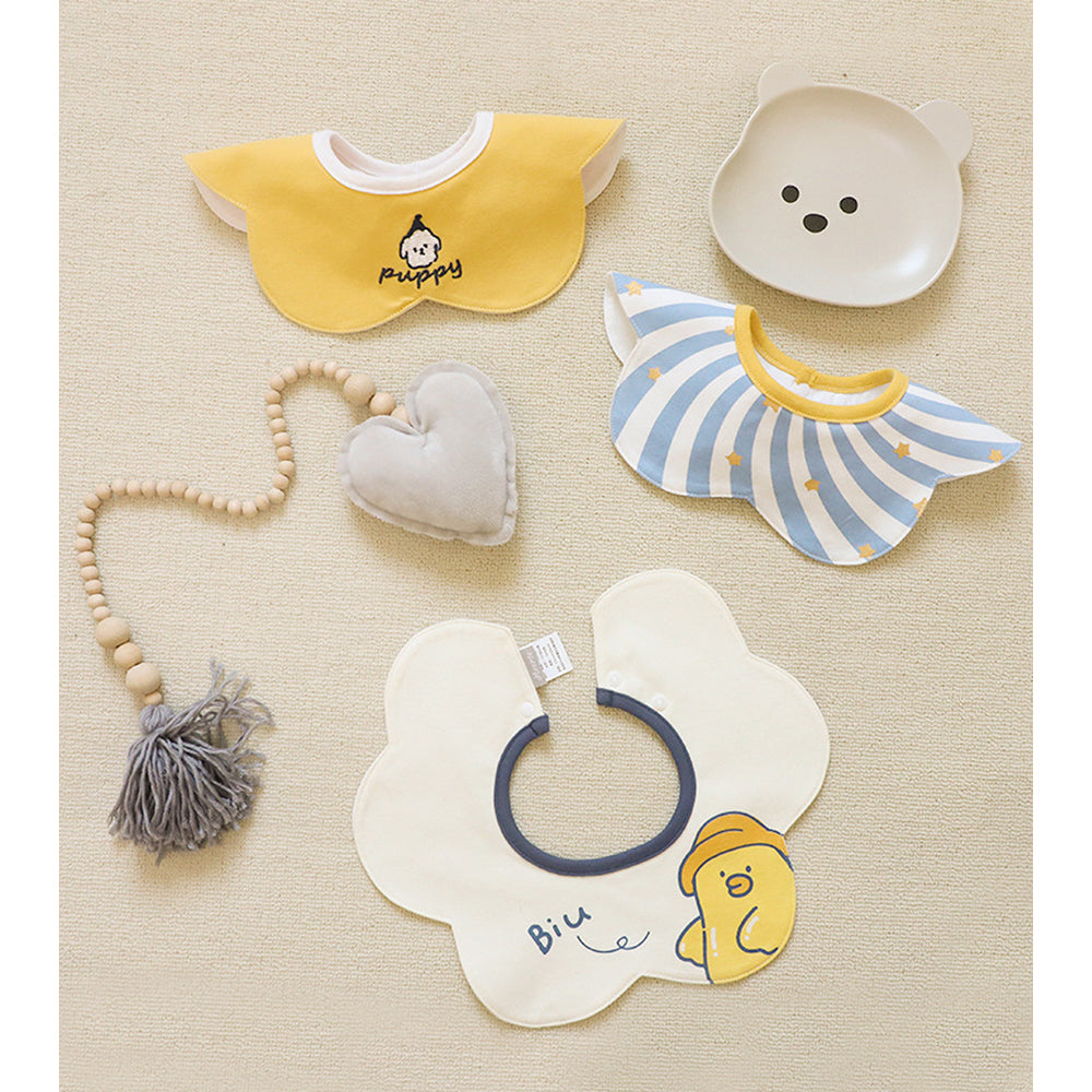 3PCS Set, Duck print premium adjustable button closure & wide shoulder size bibs