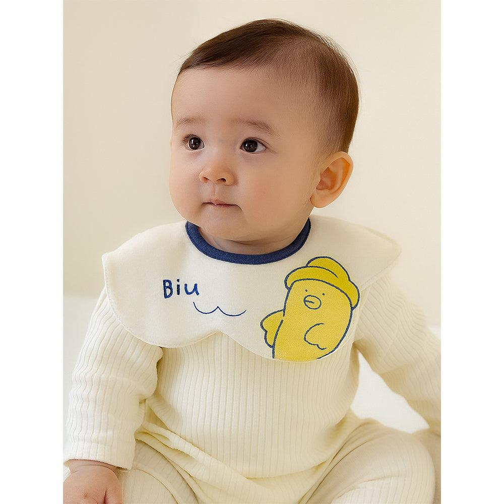 3PCS Set, Duck print premium adjustable button closure & wide shoulder size bibs