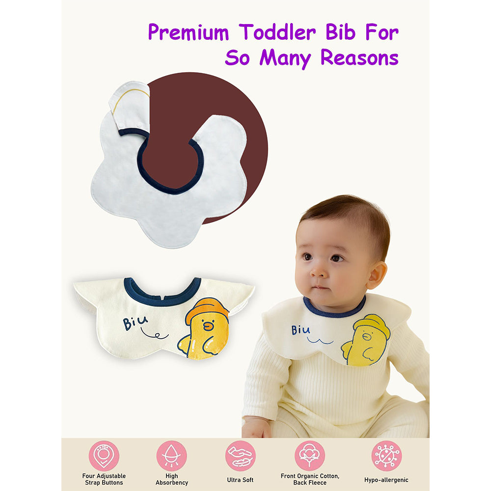3PCS Set, Duck print premium adjustable button closure & wide shoulder size bibs