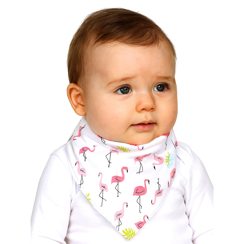 3PCS Set of Flamingo print premium adjustable snap button closure Bibs