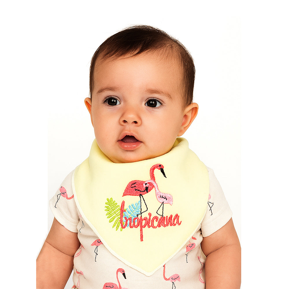 3PCS Set of Flamingo print premium adjustable snap button closure Bibs