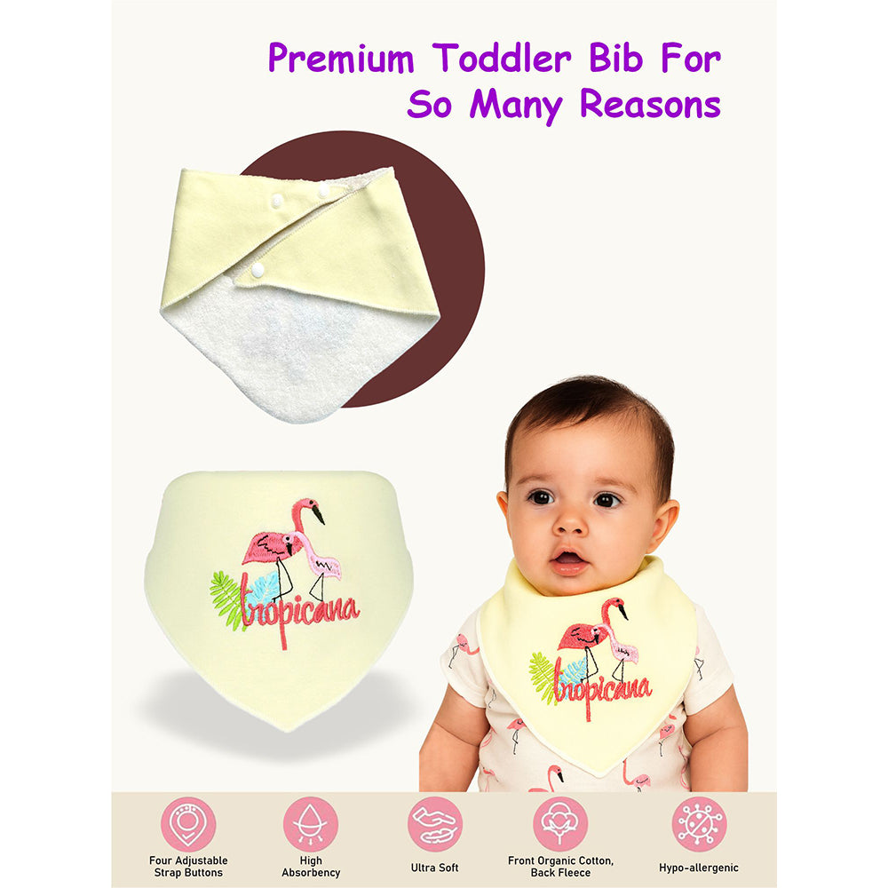 3PCS Set of Flamingo print premium adjustable snap button closure Bibs