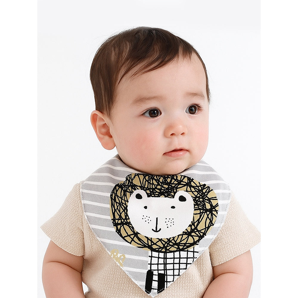 3PCS Set of Geometric Animals print premium adjustable snap button closure Bibs