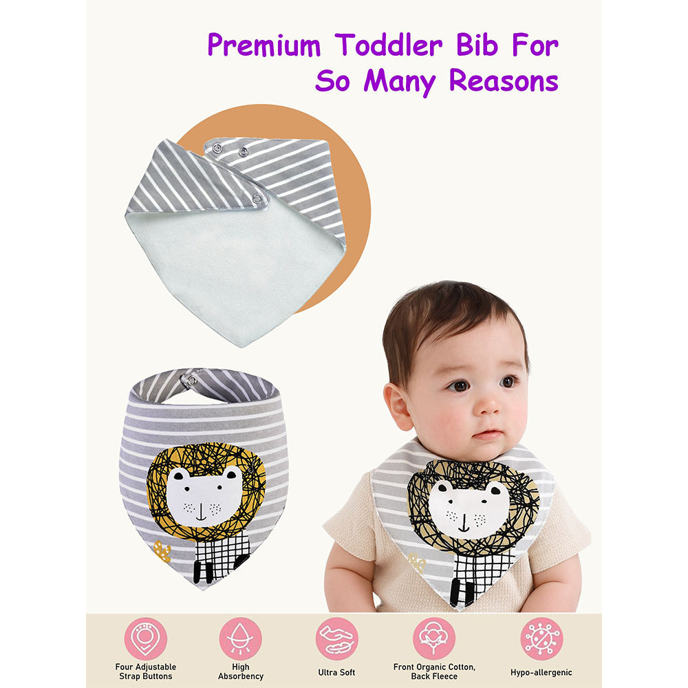 3PCS Set of Geometric Animals print premium adjustable snap button closure Bibs