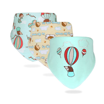 3PCS Set of Hedgehog print premium adjustable snap button closure Bibs