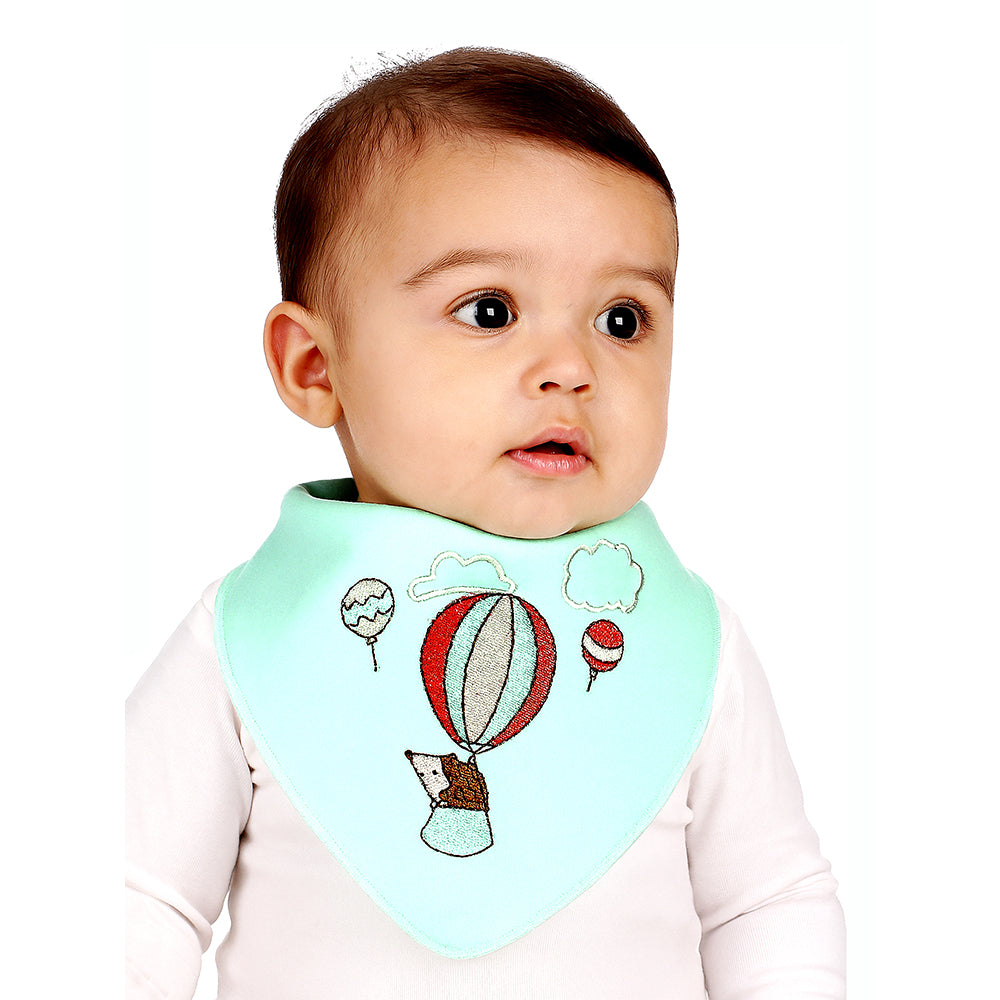 3PCS Set of Hedgehog print premium adjustable snap button closure Bibs