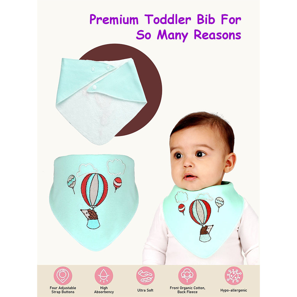 3PCS Set of Hedgehog print premium adjustable snap button closure Bibs