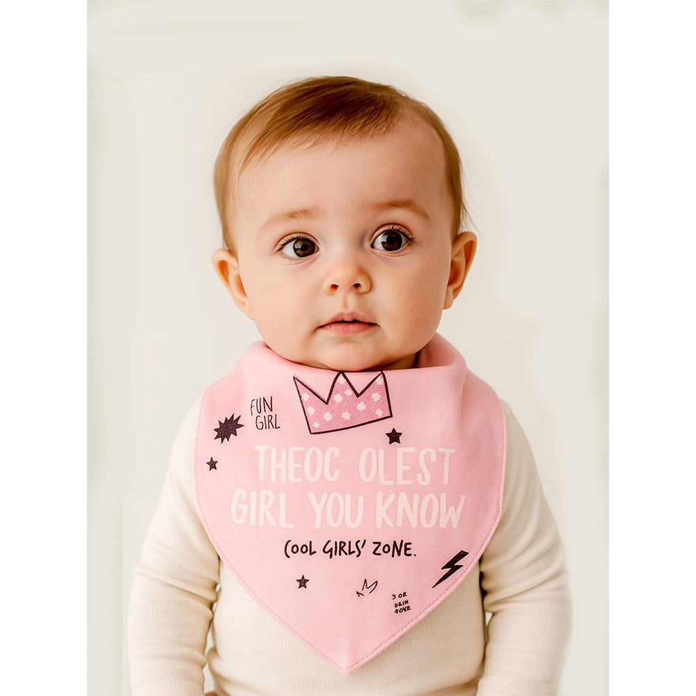 3PCS Set of Pink Crown premium adjustable snap button closure Bibs