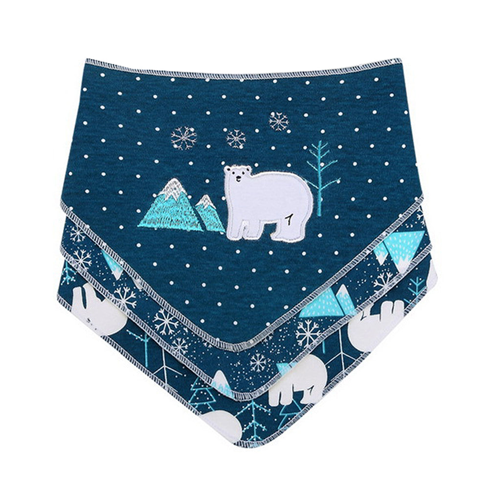 3PCS Set of Polar Bear print premium adjustable snap button closure Bibs