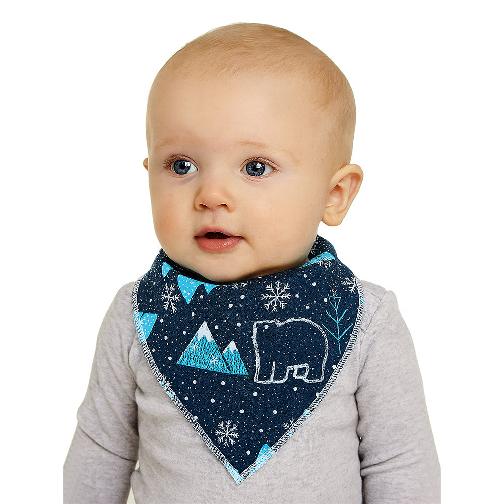 3PCS Set of Polar Bear print premium adjustable snap button closure Bibs