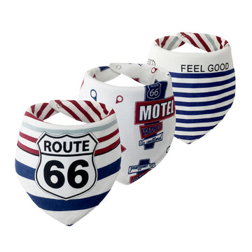 3PCS Set of Sports print premium adjustable snap button closure Bibs