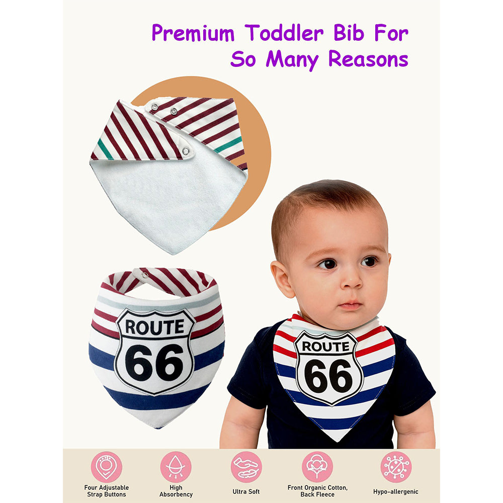 3PCS Set of Sports print premium adjustable snap button closure Bibs